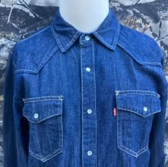 Levi's Barstow Triple Stitch High Quality Pearl Snap Western Shirt Men's Medium - Picture 3 of 16